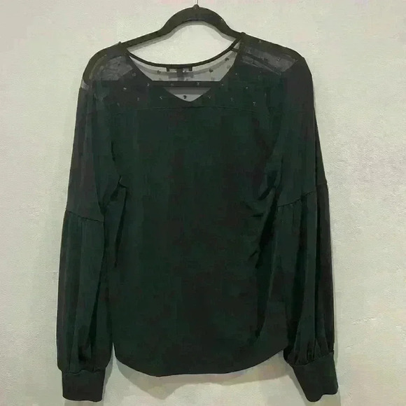 Adrianna Papell Women's Blouse Top Stretch Long Sleeve with hearts Black Size M - Picture 6 of 7